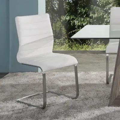 Fusion Contemporary Side Chair In White and Stainless Steel - Set of 2