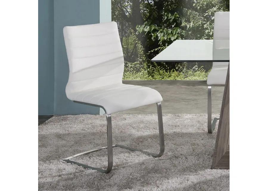 Fusion Contemporary Side Chair In White and Stainless Steel - Set of 2