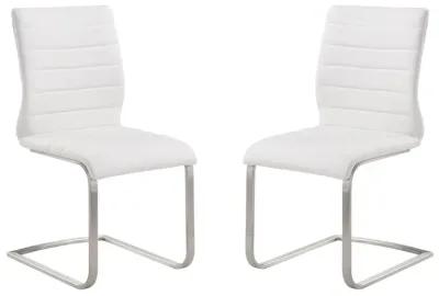 Fusion Contemporary Side Chair In White and Stainless Steel - Set of 2