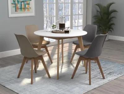 Breckenridge Round Dining Table Matte White and Natural Oak