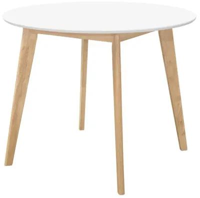 Breckenridge Round Dining Table Matte White and Natural Oak