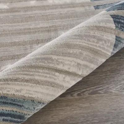 Imagica Neutral Inversed Ocean Striped Contemporary Runner Rug 2'2" x 7'7"