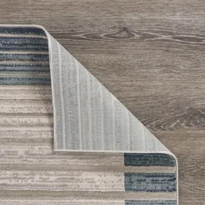 Imagica Neutral Inversed Ocean Striped Contemporary Runner Rug 2'2" x 7'7"