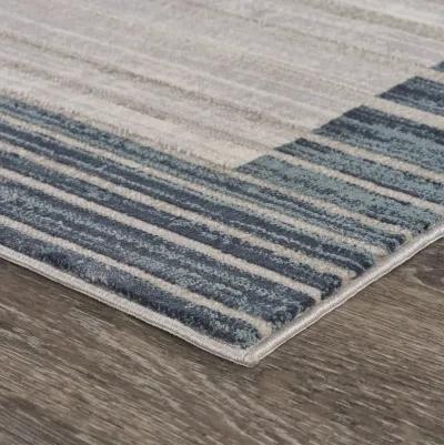 Imagica Neutral Inversed Ocean Striped Contemporary Runner Rug 2'2" x 7'7"