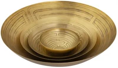 Maze Etched Bowl - Set of 3 Brass