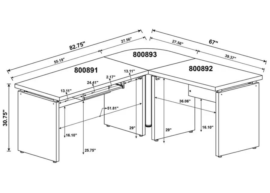 Skylar Engineered Wood L-Shape Computer Desk Cappuccino