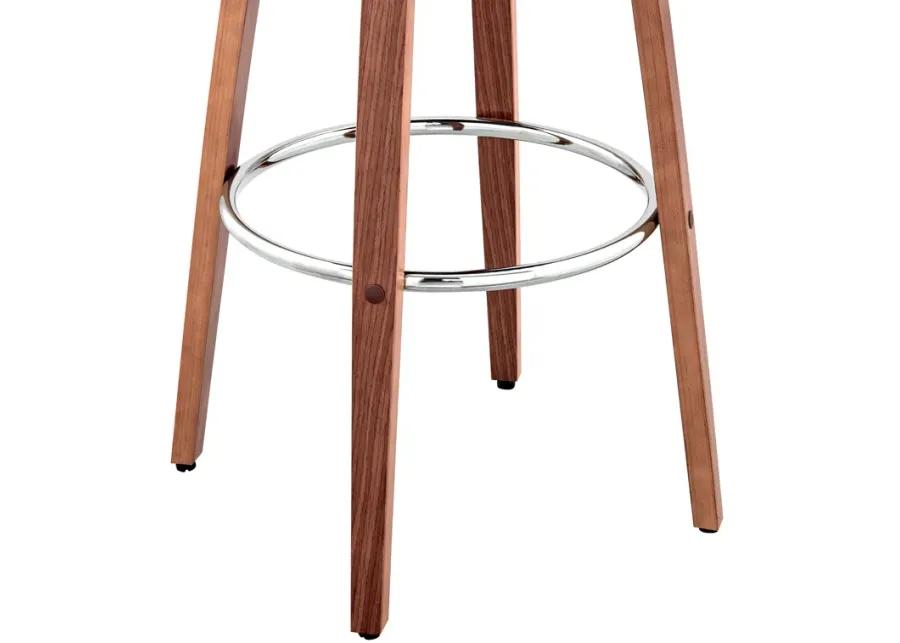 Julius 30" Gray Faux Leather and Walnut Wood Bar Stool