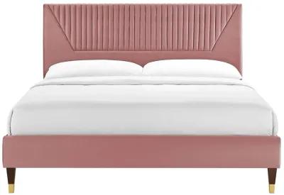 Yasmine Channel Tufted Performance Velvet Twin Platform Bed