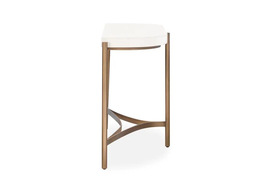 Lyon Semi-circular White Concrete and Metal Console Table