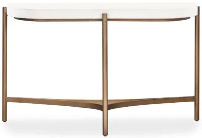 Lyon Semi-circular White Concrete and Metal Console Table