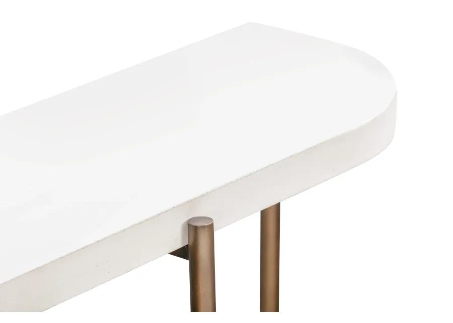 Lyon Semi-circular White Concrete and Metal Console Table