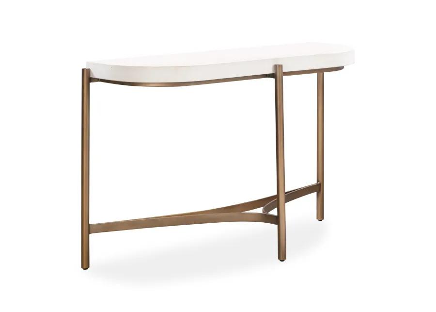 Lyon Semi-circular White Concrete and Metal Console Table