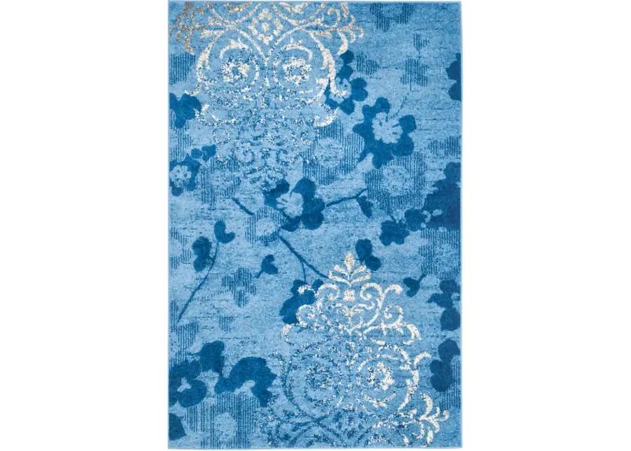 Adirondack Contemporary Light Blue / Dark Blue 8' X 10' Powerloomed Rug