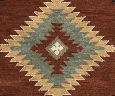 Southwest Navajo Red Southwest/Tribal Wool 3' x 5' Rectangle Rug