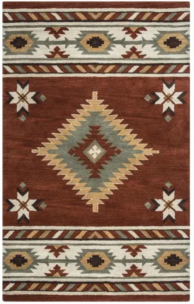 Southwest Navajo Red Southwest/Tribal Wool 3' x 5' Rectangle Rug