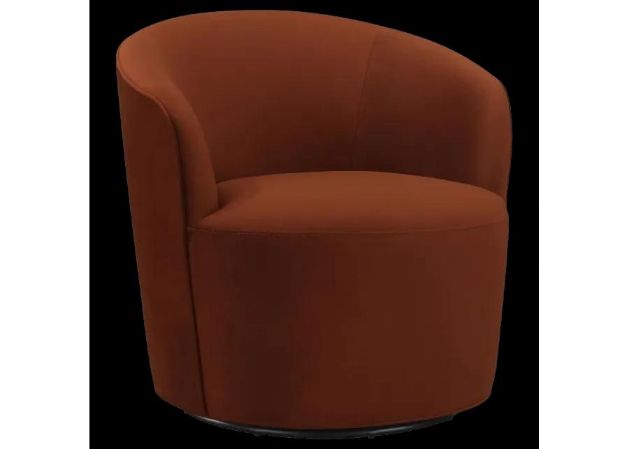 Joyce Sloped Arms Swivel Chair Burnt Orange