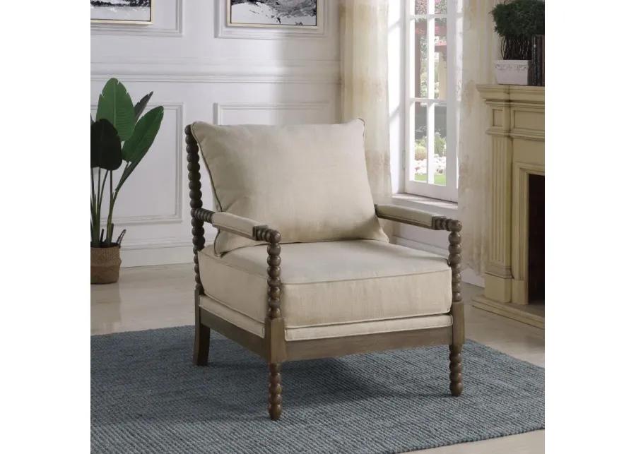 Adolfo Cushion Back Accent Chair Beige And Natural