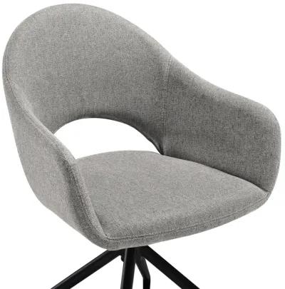 Pria Swivel Upholstered Dining Chair in Gray Fabric with Black Metal Legs - Set of 2