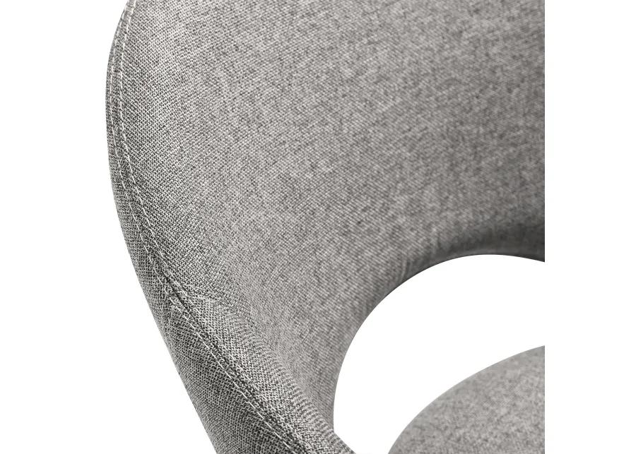 Pria Swivel Upholstered Dining Chair in Gray Fabric with Black Metal Legs - Set of 2