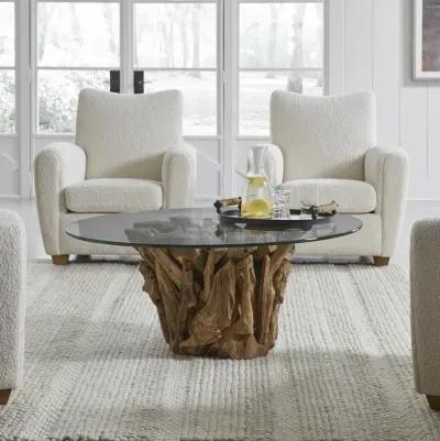 Driftwood Glass Top Large Coffee Table