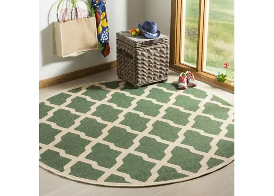 LINDEN 122 Collection LND122Y-6R Green / Creme 6'-7" X 6'-7" Round