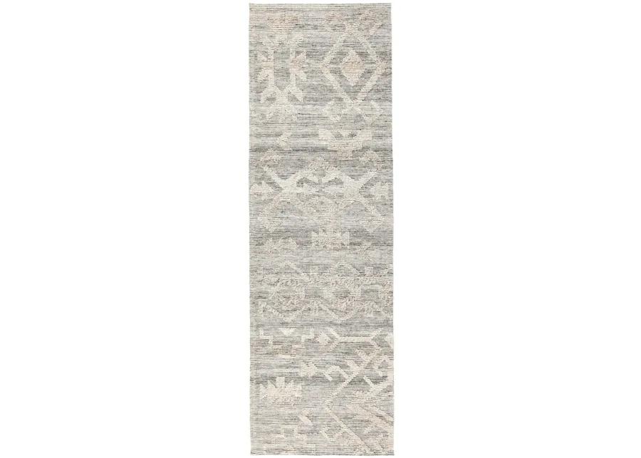 Hoeft 2.6'x8' Indoor Outdoor Handwoven Gray Geometric Accent Rug