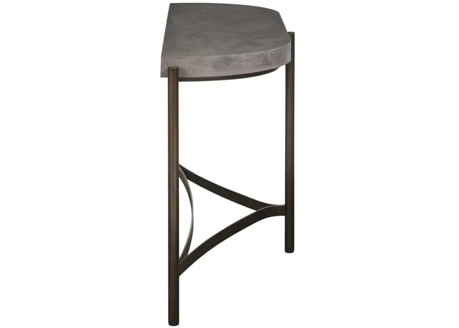 Lyon Semi-circular Natural Concrete and Metal Console Table