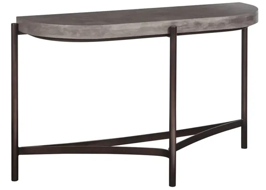 Lyon Semi-circular Natural Concrete and Metal Console Table