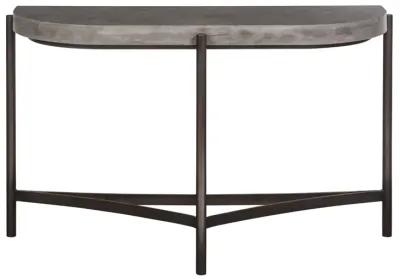 Lyon Semi-circular Natural Concrete and Metal Console Table