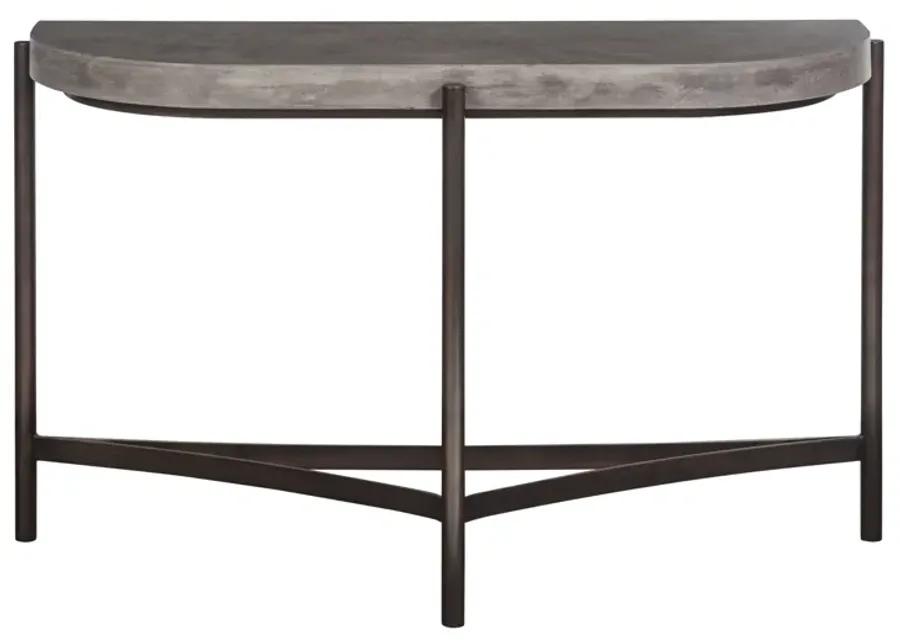 Lyon Semi-circular Natural Concrete and Metal Console Table