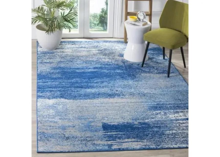 Adirondack Contemporary Silver / Blue 3' X 3' Square Powerloomed Rug