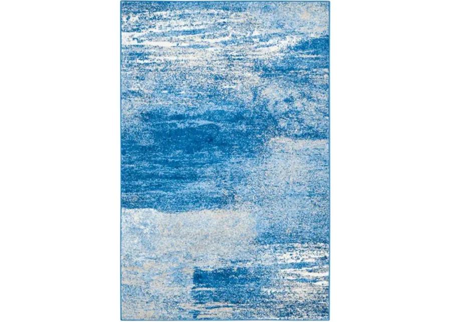 Adirondack Contemporary Silver / Blue 3' X 3' Square Powerloomed Rug