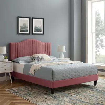 Juniper Channel Tufted Performance Velvet Queen Platform Bed