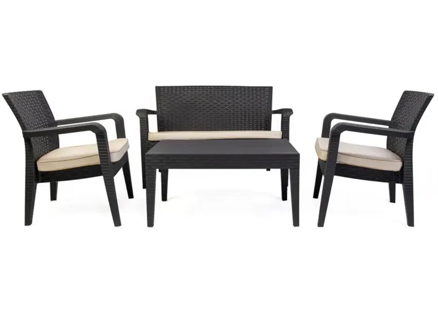 Alaska 4 Piece Seating Set with Cushions-Anthracite