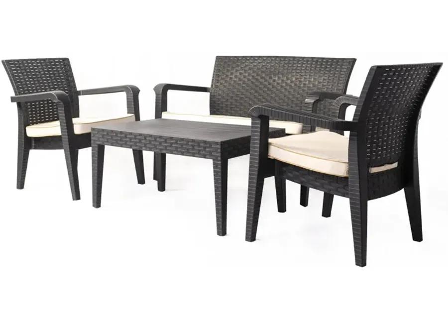 Alaska 4 Piece Seating Set with Cushions-Anthracite