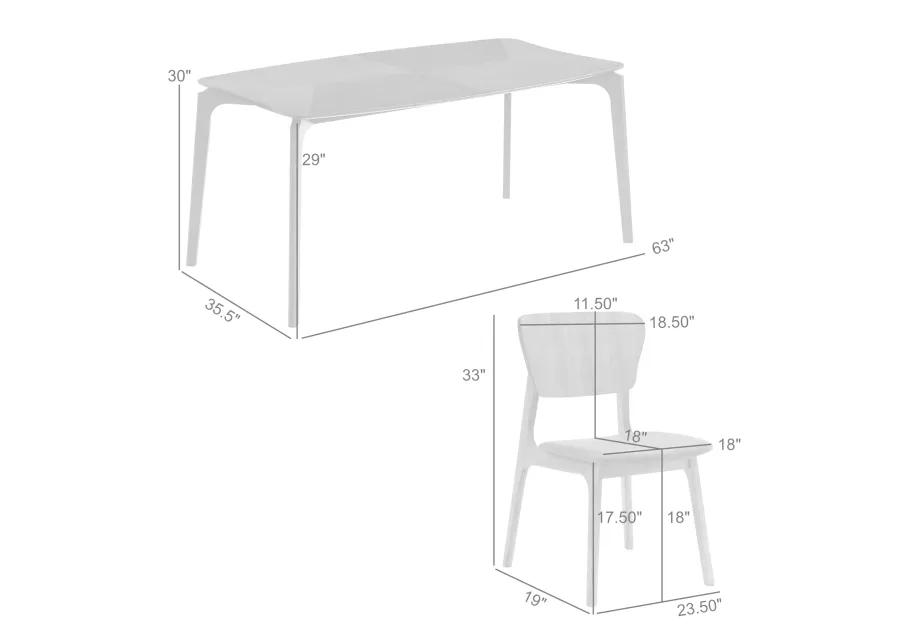 Kalia 7 Piece Wood Dining Set in Walnut Finish with Charcoal Fabric