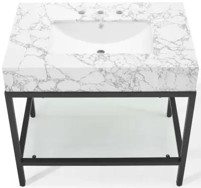 Kingsley 36" Black Stainless Steel Bathroom Vanity