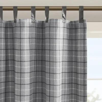 Anaheim Plaid Faux Leather Tab Top Curtain Panel with Fleece Lining