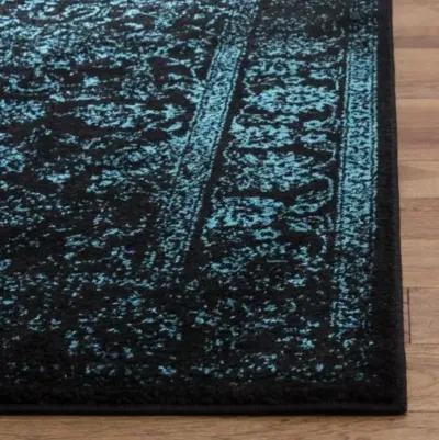 Adirondack Contemporary Black / Teal 2'-6" X 6' Powerloomed Rug