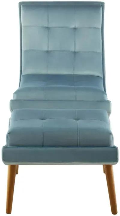 Ramp Upholstered Performance Velvet Lounge Chair and Ottoman Set