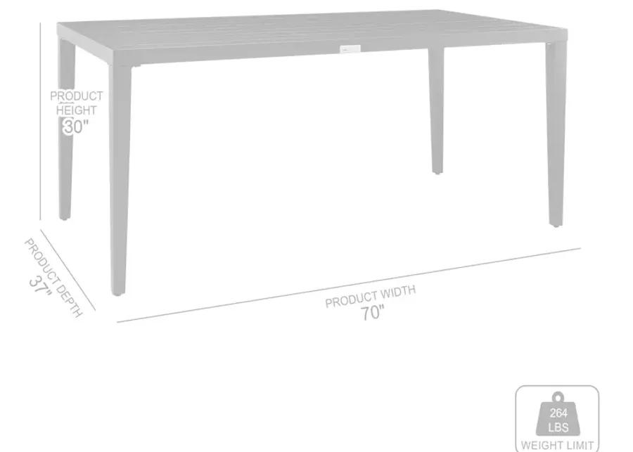 Palma Outdoor Patio 7-Piece Dining Table Set in Aluminum and Wicker with Grey Cushions