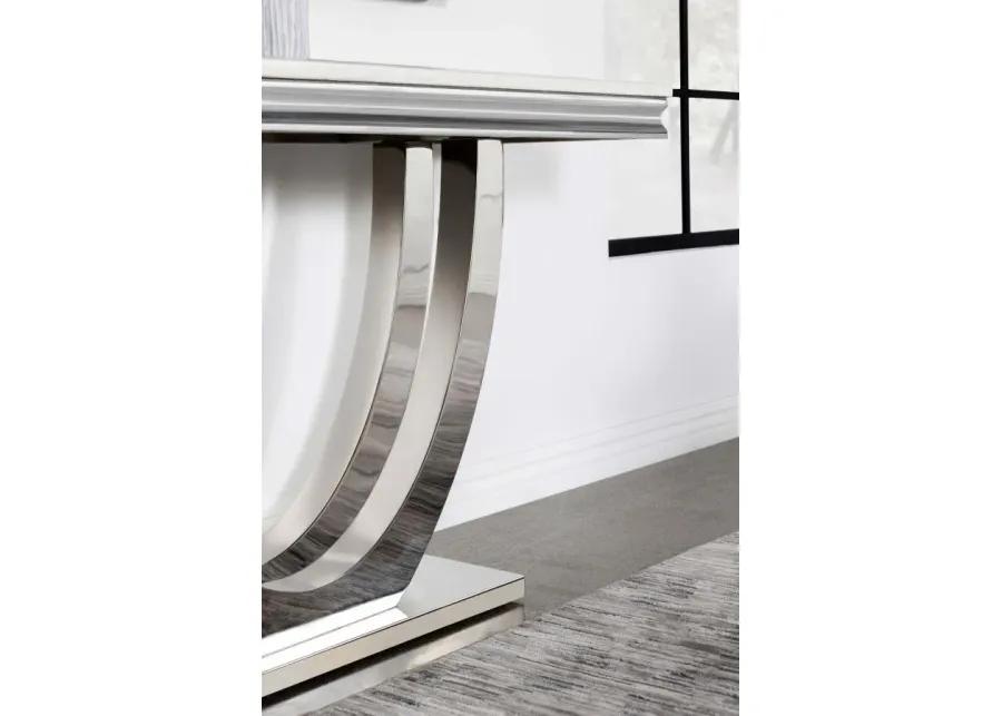 Kerwin U-base Rectangle Sofa Table White and Chrome