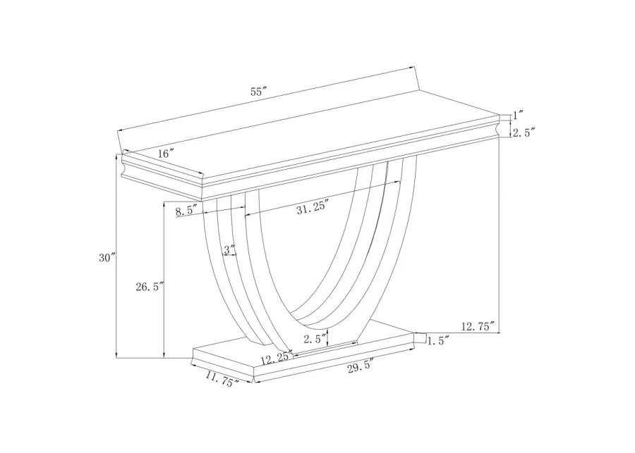 Kerwin U-base Rectangle Sofa Table White and Chrome