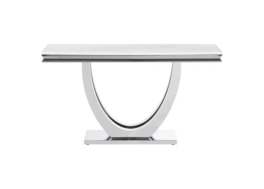 Kerwin U-base Rectangle Sofa Table White and Chrome