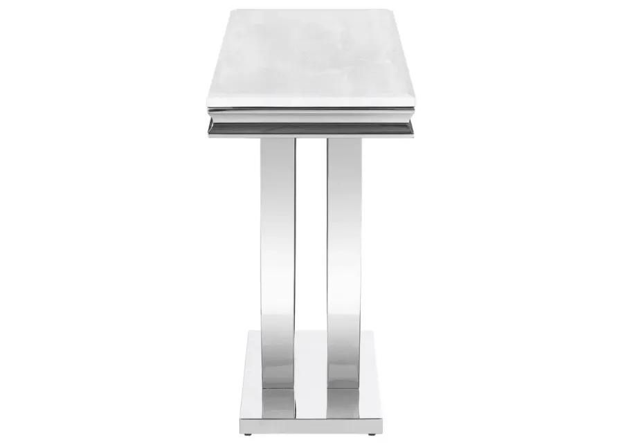 Kerwin U-base Rectangle Sofa Table White and Chrome