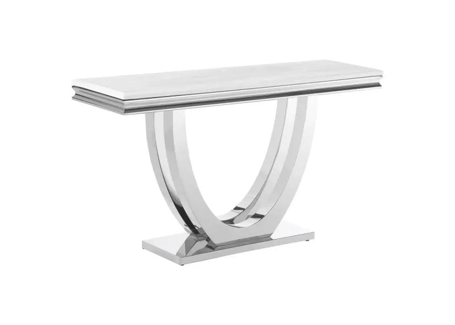 Kerwin U-base Rectangle Sofa Table White and Chrome