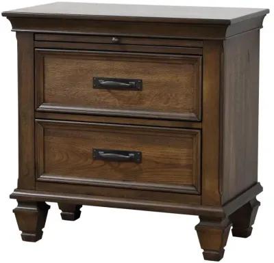 Franco 2-drawer Nightstand with Pull Out Tray Burnished Oak