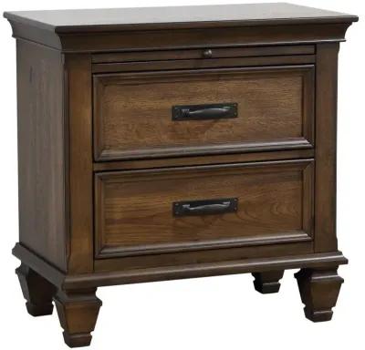 Franco 2-drawer Nightstand with Pull Out Tray Burnished Oak