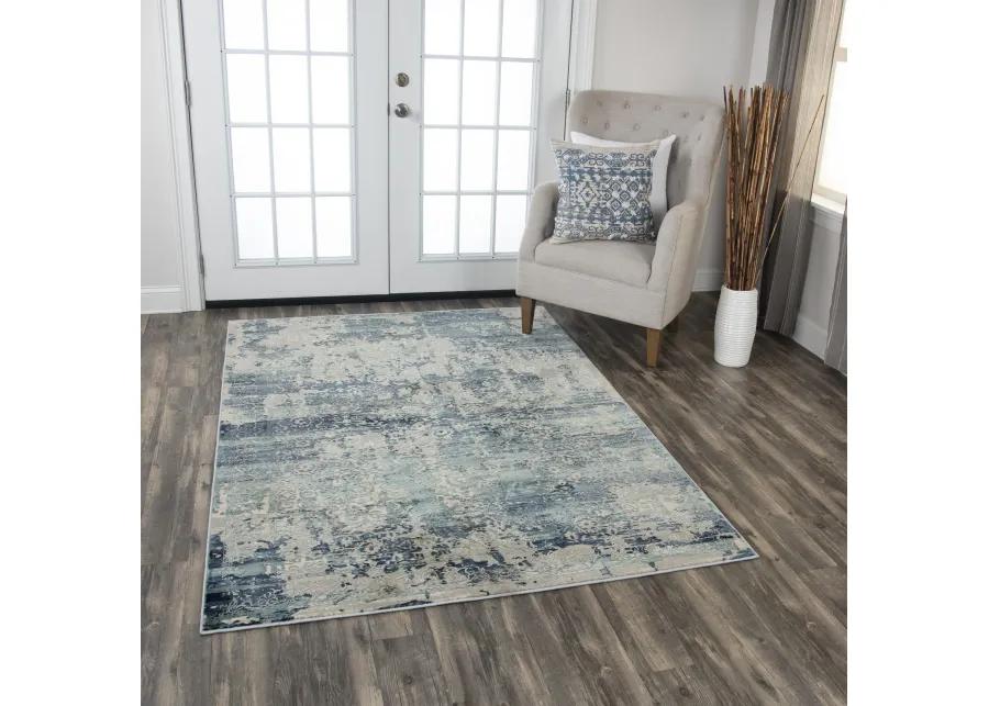 Chelsea Gray/Teal Abstract Polyester 8'6" x 11'10" Rectangle Rug