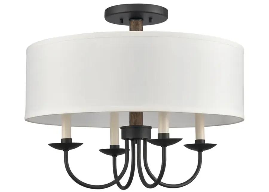 Neville 20'' Wide 4-Light Semi Flush Mount - Charcoal Black